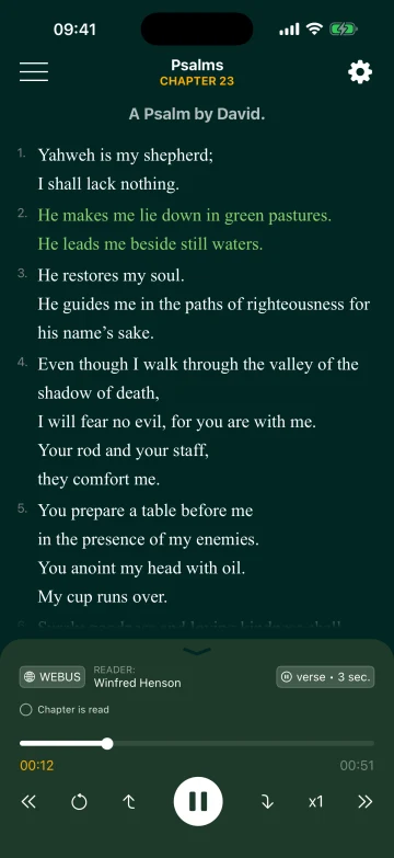 A psalm in Classic Reading with audio controls