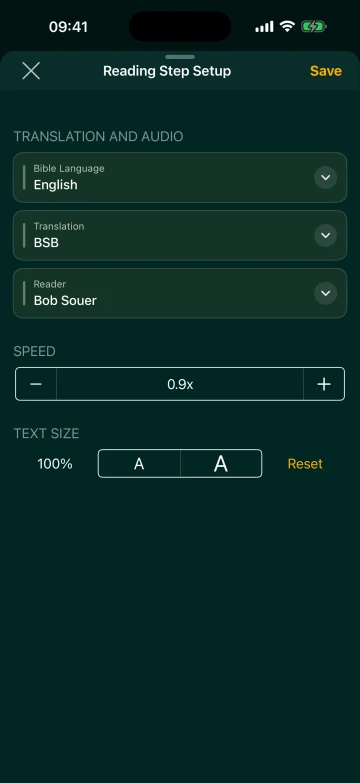 Adjusting audio speed for an English BSB Multi Reading step