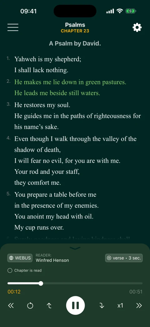 A psalm in Classic Reading with audio controls