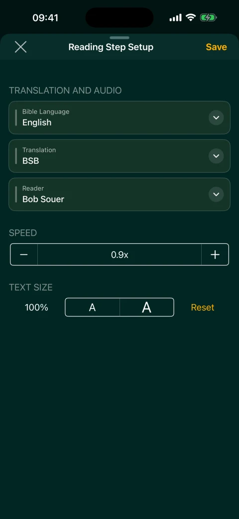 Adjusting audio speed for an English BSB Multi Reading step