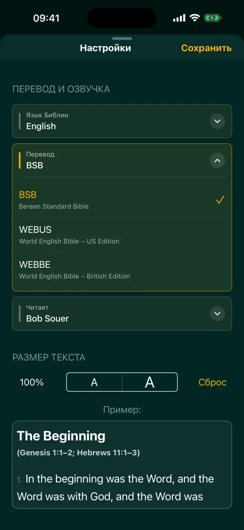 Выбор английского перевода Библии: BSB, WEBUS и WEBBE